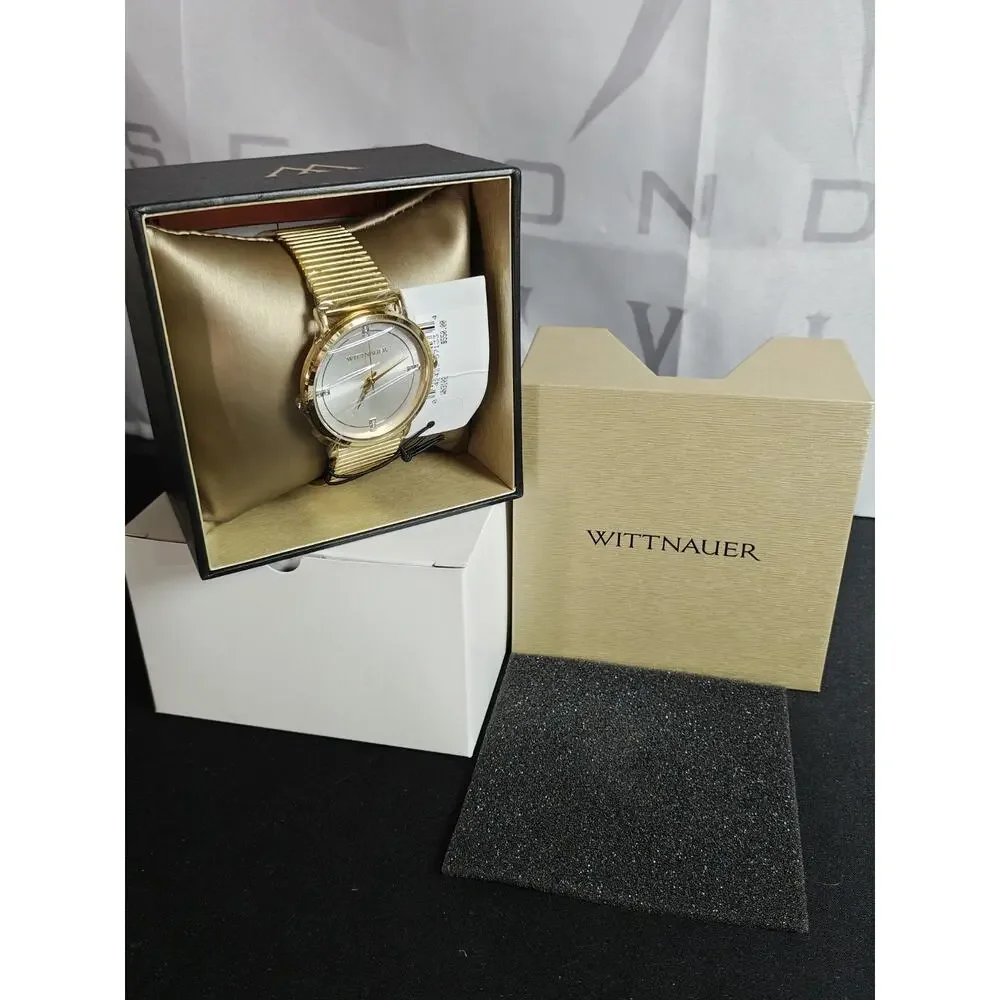 Nwt Wittnauer $550 WN3102 Store Display Men's Silver-Tone Dial Gold Watch